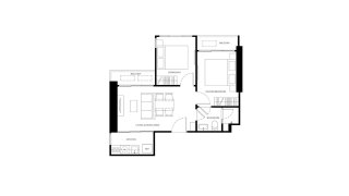 Condominium floor plan, 2 bedrooms in Xelf No. 11008